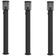 Lampade da terra per esterni con presa elettrica 3 pezzi acciaio inox nero 02_0042572