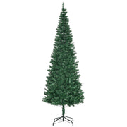 EasyComfort Albero di Natale Slim Artificiale 210 cm con Rami Realistici, Albero di Natale Alto e Stretto con Base Pieghevole, Verde