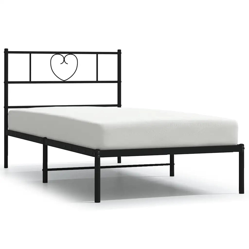 Giroletto con Testiera-Struttura Letto con testiera in Metallo Nero 100x190 cm 525518