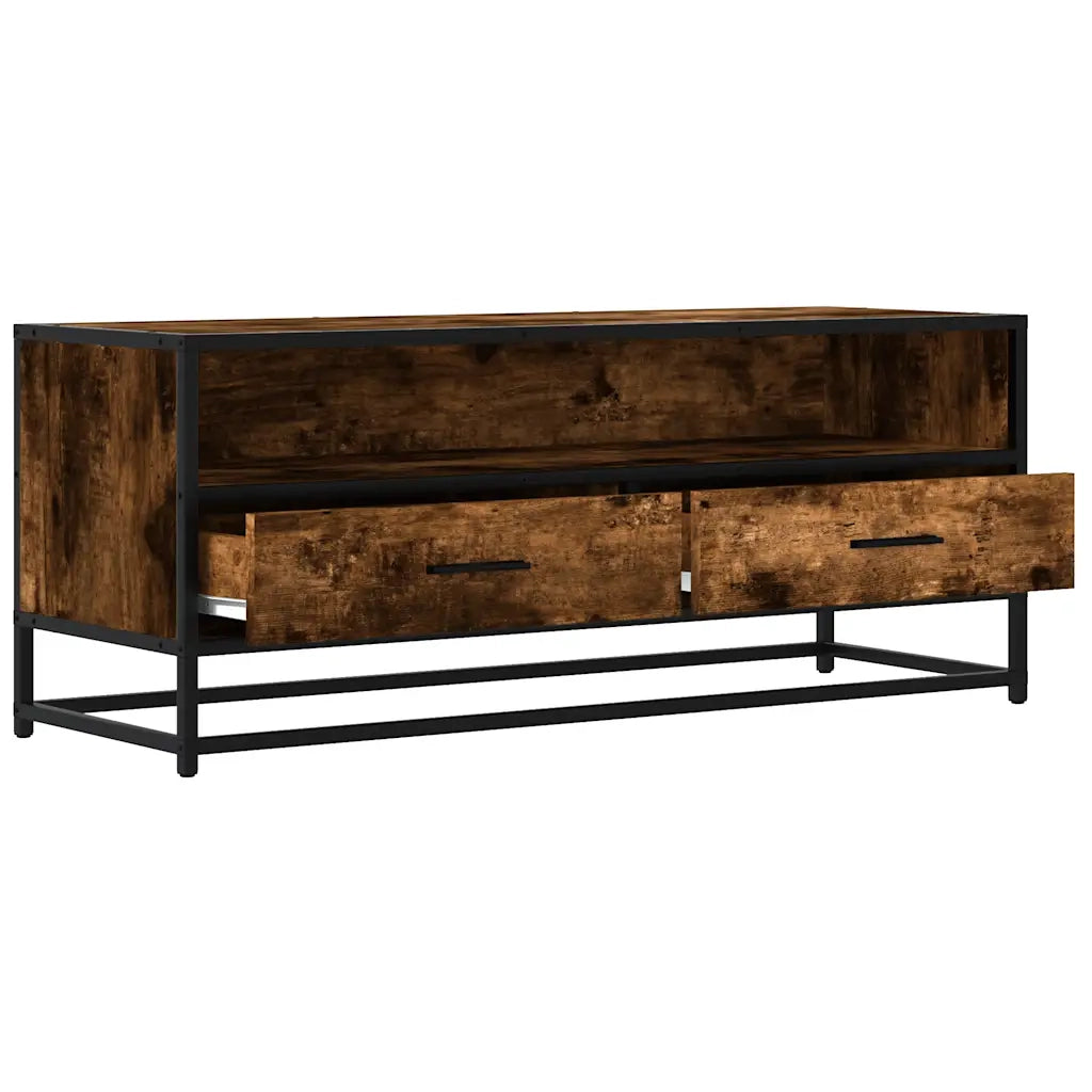 Mobile TV Rovere Fumo 100x34,5x40cm Legno Multistrato e Metallo