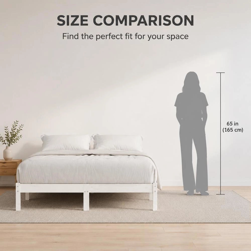 Solid Wood Bed, White Pine Wood, 140x190 Cm