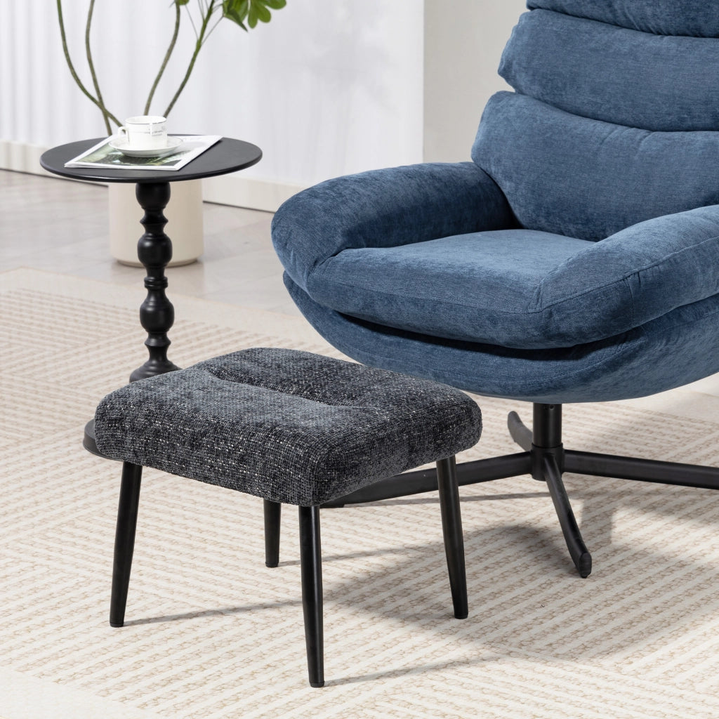 Sgabello con cuscino imbottito in tessuto chenille ¨C zephmum ¨C 45x41x38 cm, grigio scuro