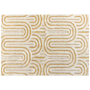 Tappeto moderno in cotone con motivo astratto pelo basso bianco sporco e giallo 160 x 230 cm soggiorno camera da letto