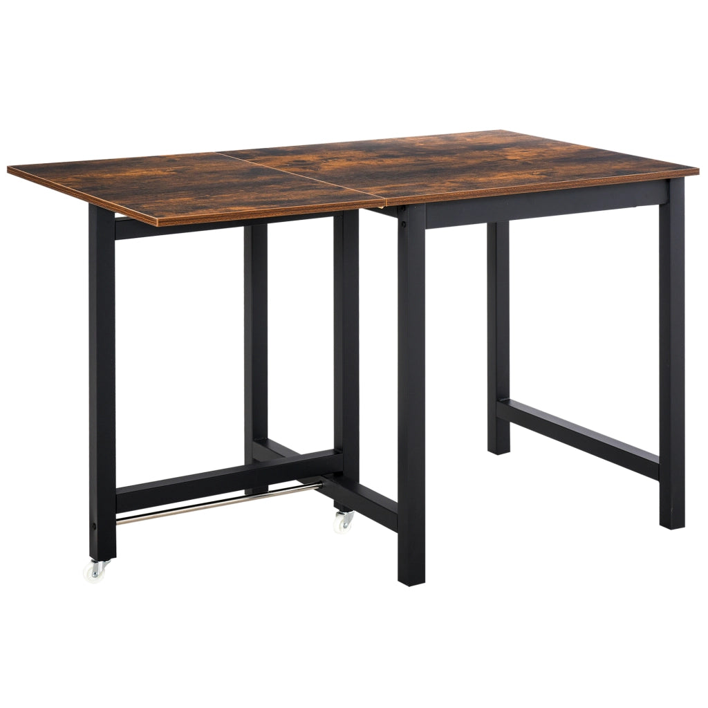 Tavolo da pranzo pieghevole ¨C zephmum ¨C in metallo e legno, marrone, 120x60x75 cm