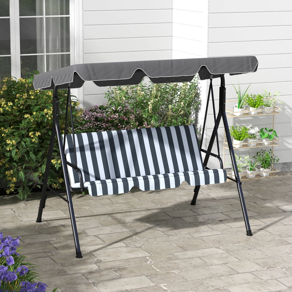 Telaio in metallo a baldacchino confortevole per 3 posti design elegante grigio e bianco 172×110×153cm