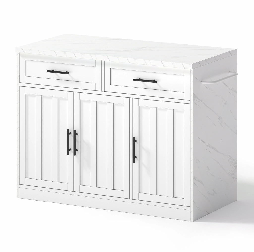 Isola cucina 120x60x91 cm con piano bar, prese e USB, 2 cassetti, 3 ante e ripiani regolabili