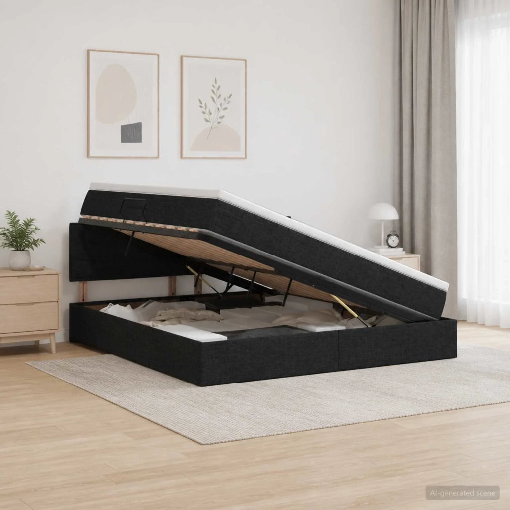 Letto con contenitore e materasso Nero 160 x 200 cm Velluto 3458570