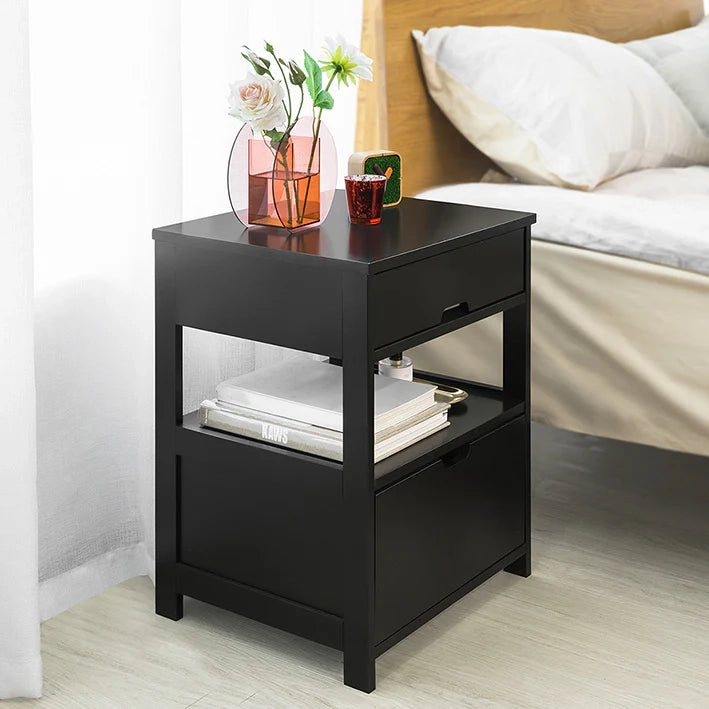 Comodino Camera da Letto con 2 cassetti L45*P38*A50 cm, FRG258-SCH