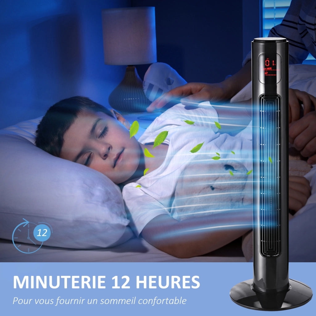 Ventilatore a colonna silenzioso 45W ¨C zephmum ¨C 96 cm nero