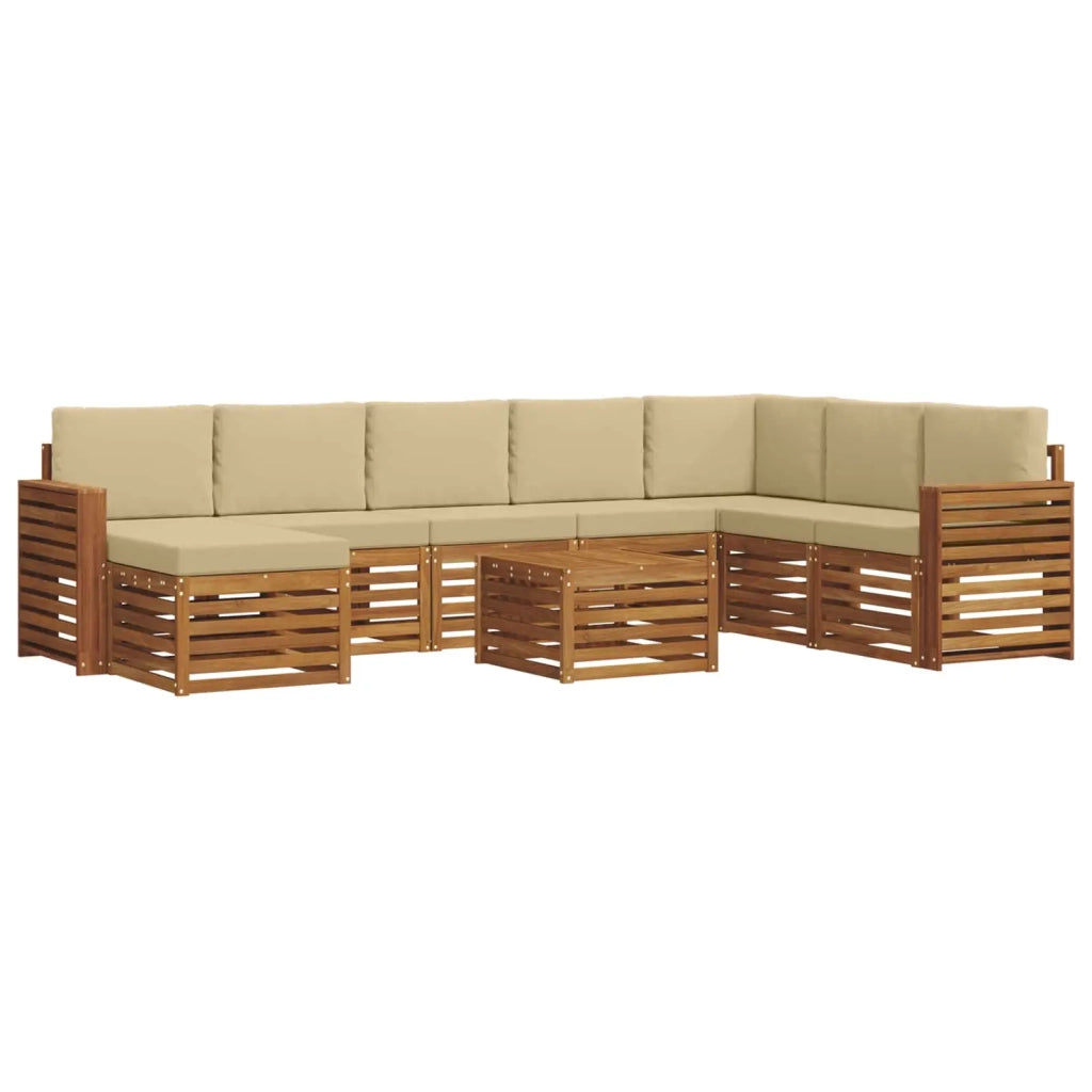 Set di divani da esterno 9 pz Naturale e Beige 3375338