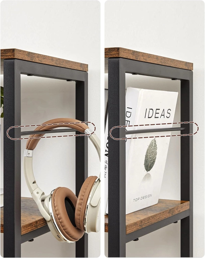 VASAGLE Libreria a 6 livelli, Scaffale Portaoggetti, 30 x 120 x 172,5 cm, Stile Industriale, per Soggiorno, Studio, Balcone, Cucina, Marrone Vintage e Nero LLS114B01