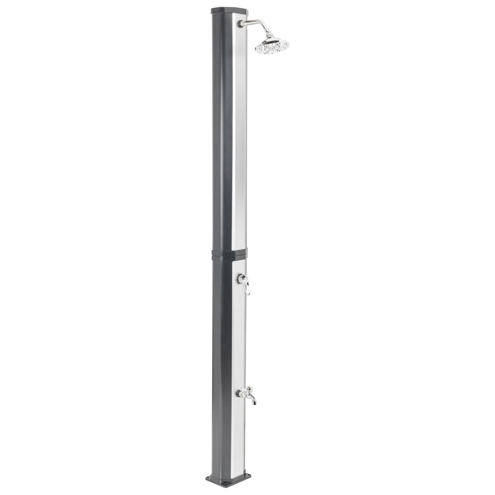 Set doccia miscelatore da esterno in PVC nero e argento con funzione pioggia alimentato ad energia solare Giardino moderno