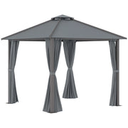 Tonnelle da giardino con 4 pareti e doppio tetto ¨C zephmum ¨C grigio 3x3 m