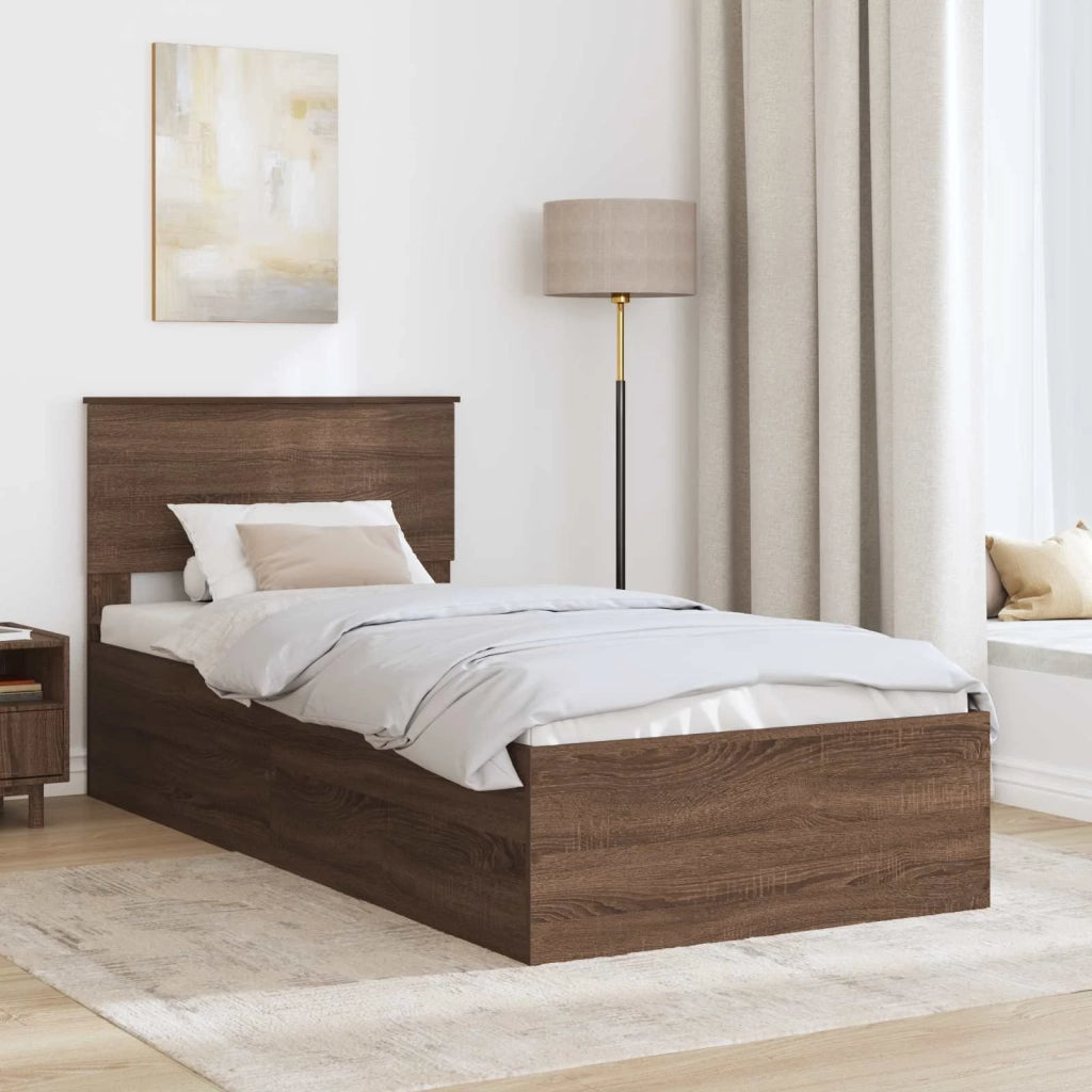 Struttura del letto con testiera Rovere Marrone 75 x 190 cm