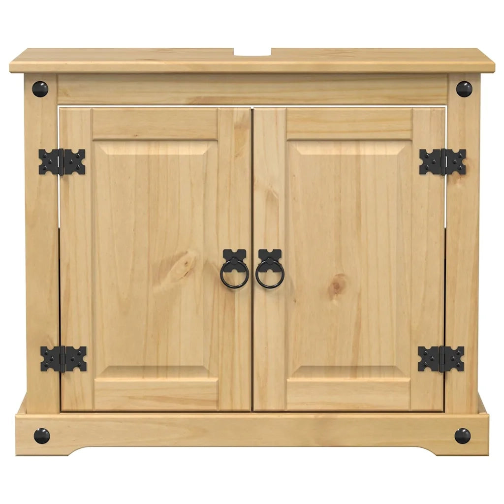 Mobile Lavabo da Bagno Corona 73x33x60cm Legno Massello di Pino 4002791