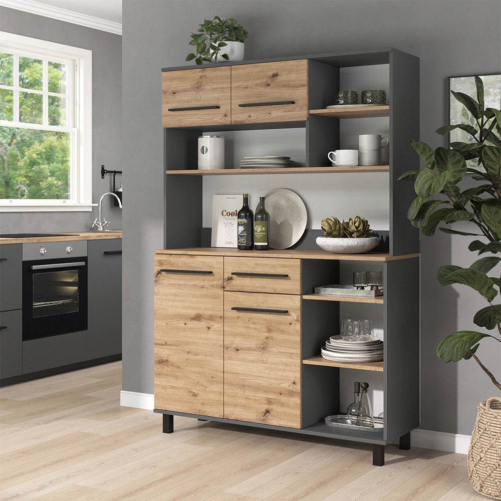 Vicco Buffet da cucina Rovere artigianale/Antracite 120.2 x 40.5 cm