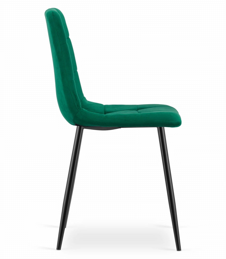 Sedia Valora PYRA in velluto verde scuro, design moderno x3