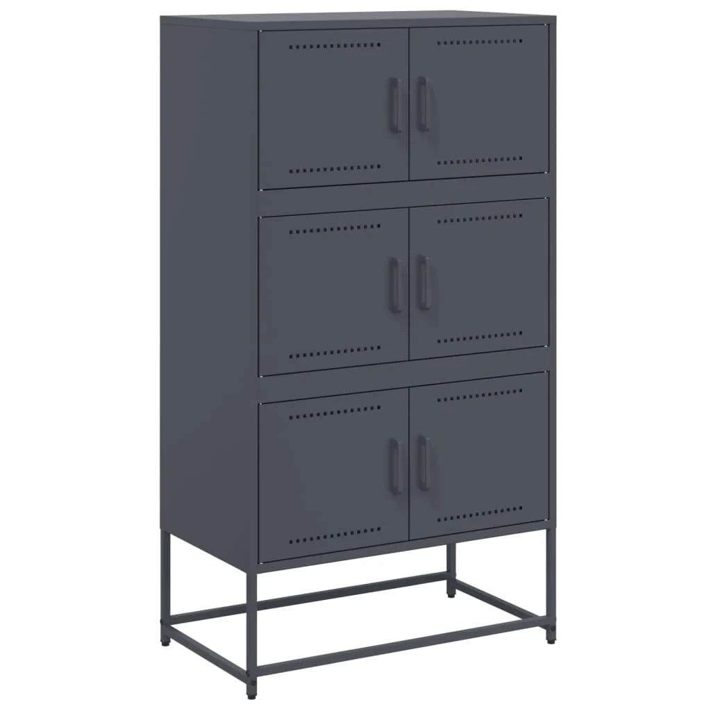 Buffet credenza cassettiera armadio mobile contenitore organizer per cucina soggiorno salotto 68,5 x 38,5 x 123,5 cm acciaio antracite 02_0029703