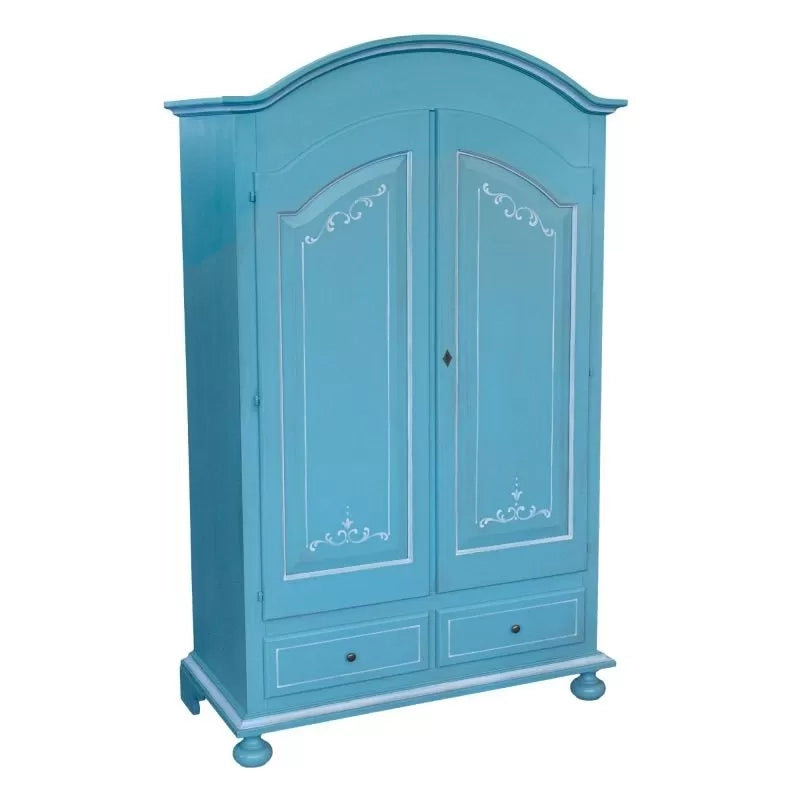 Armadio shabby chic legno decorato azzurro anticato 125x60x200 - Mobili 2G