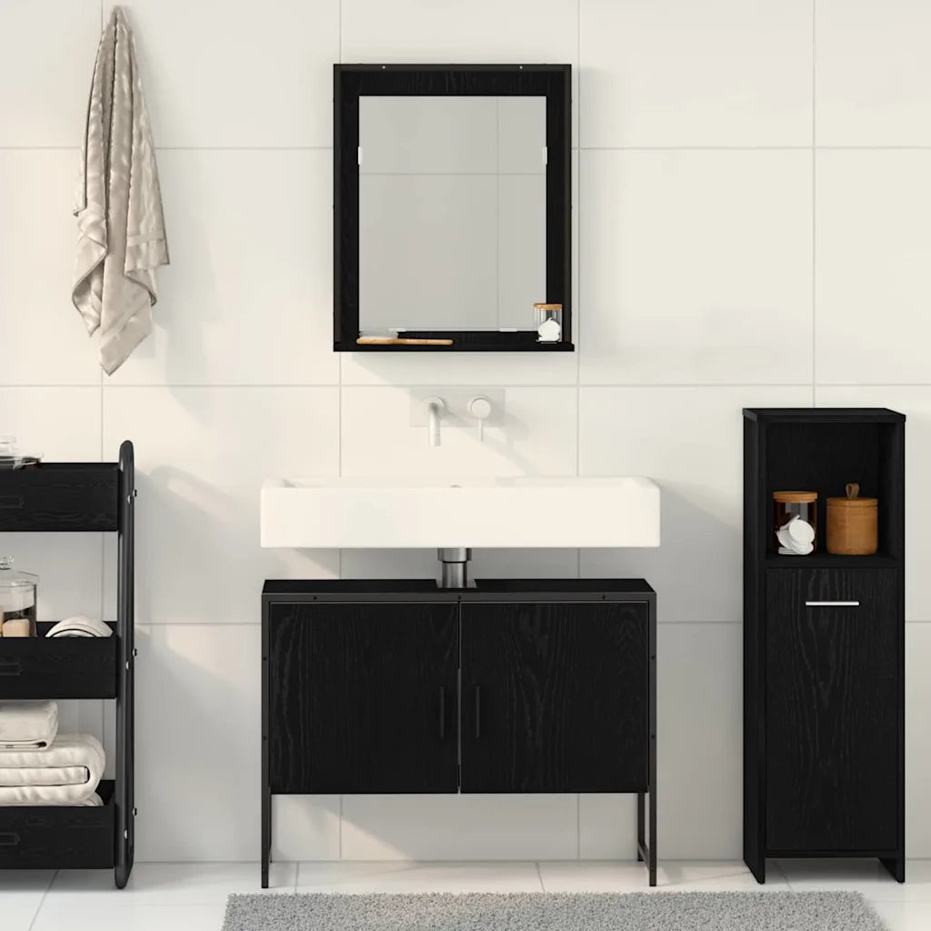 Set di mobili per il bagno 2 pcs Nero Legno multistrato 3334333