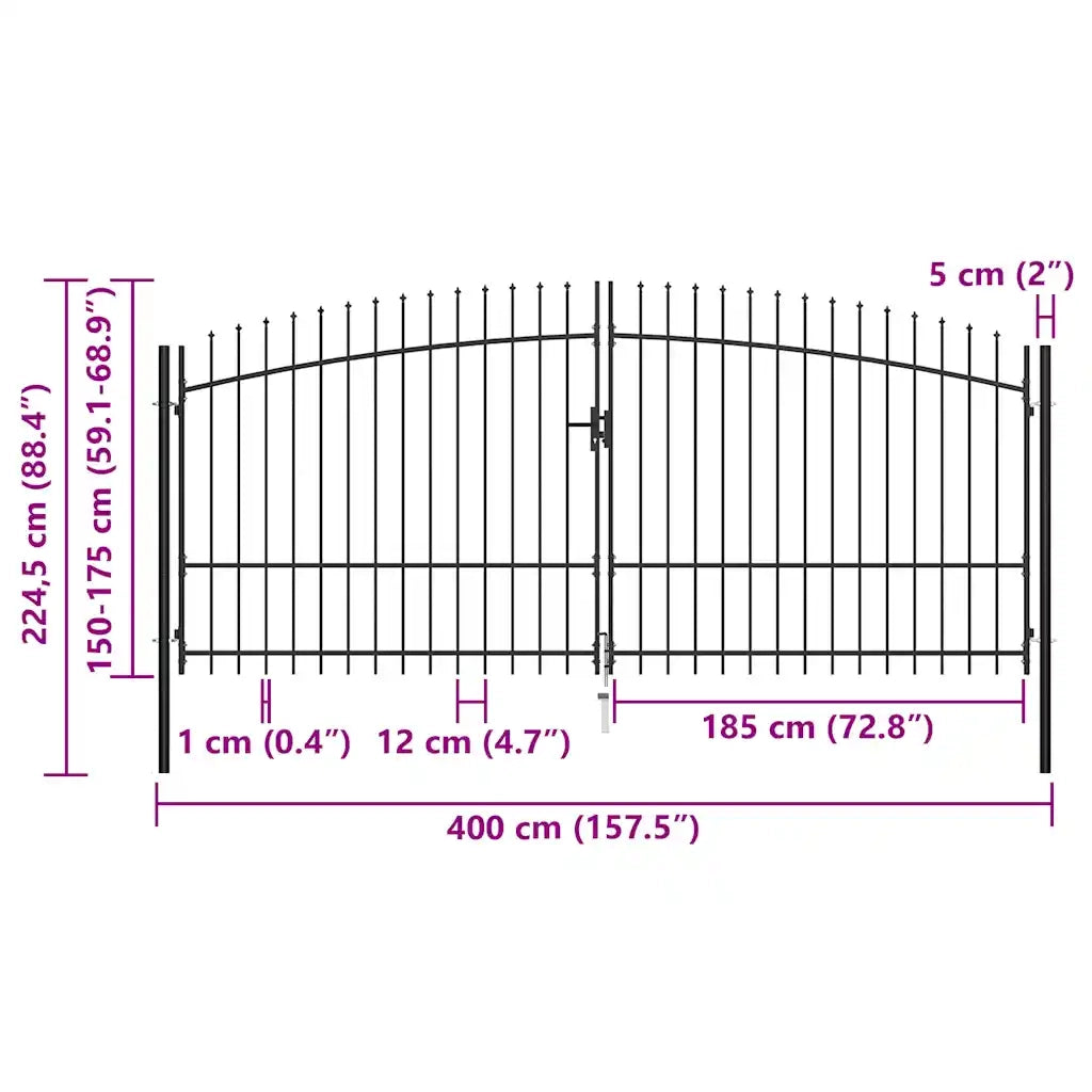 Cancello Doppio con Punte a Lancia 400x225 cm