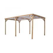 Pergola da giardino in legno termo-trattato 302x500 cm – carport tettoia auto con tetto PVC trasparente – pali 70x80 mm – TH3051S2 Foresta