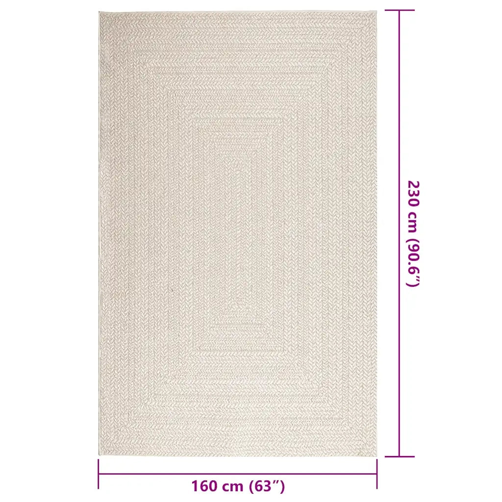 Tappeto ZIZUR Crema 160x230 cm Aspetto Iuta Interni ed Esterni 4010366