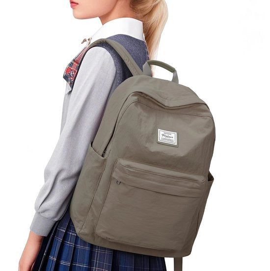 Borsa da Scuola per Adolescenti Borsa da Scuola per Uomini e Donne Impermeabile Leggera Borsa da Giorno per Viaggi per Ragazze e Ragazzi - Khaki
