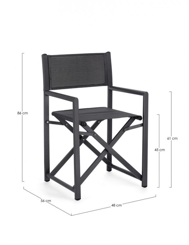 Set 2 Sedie Regista da Giardino 48x56x86h cm Taylor Grigio Scuro/Antracite