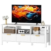 Mobile TV Moderno con 3 Cassetti e 3 Ripiani Aperti per Televisori 109,2-139,7 cm 120x39,5x50 cm Bianco