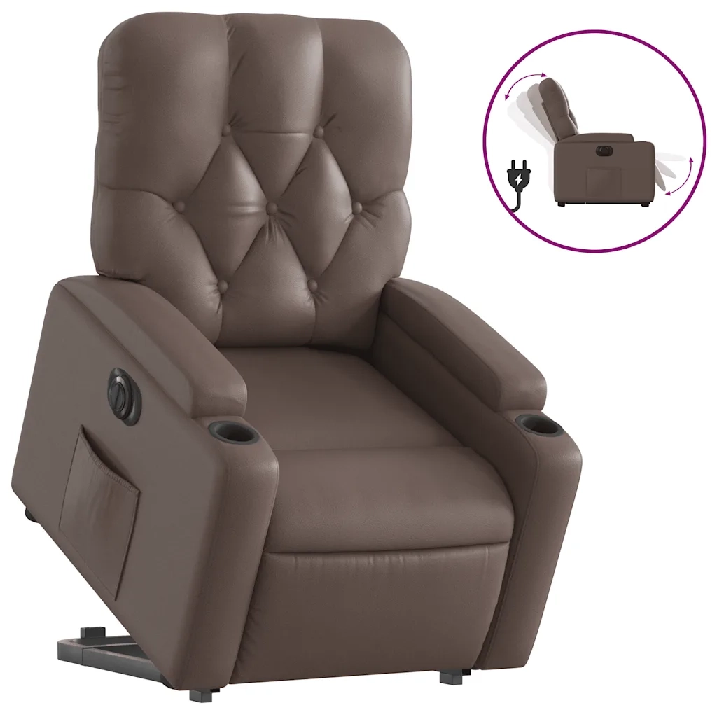 Poltrona Alzapersona Reclinabile Marrone in Similpelle 3204788