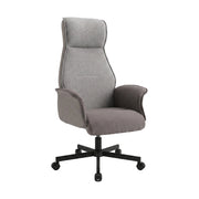 Axia - Sedia Da Ufficio 49x125x70 cm Poltrona Presidenziale Comoda con Ruote Girevoli in Pu e Tessuto Grigio