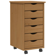 Carrello portaoggetti con cassetti 34 x 39 x 65,5 cm pratico spazio contenitivo mobile moderno in legno di pino color miele 02_0047156