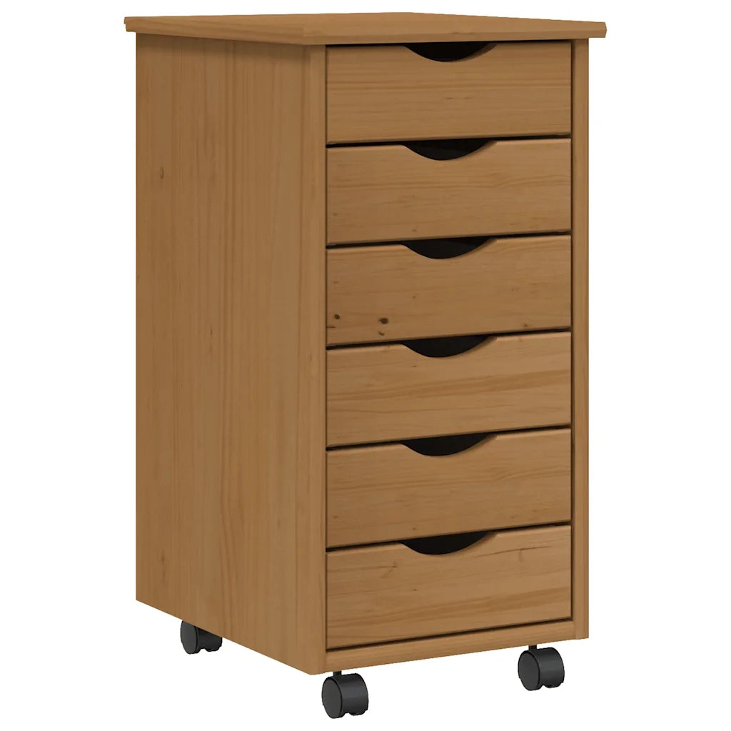 Carrello portaoggetti con cassetti 34 x 39 x 65,5 cm pratico spazio contenitivo mobile moderno in legno di pino color miele 02_0047156