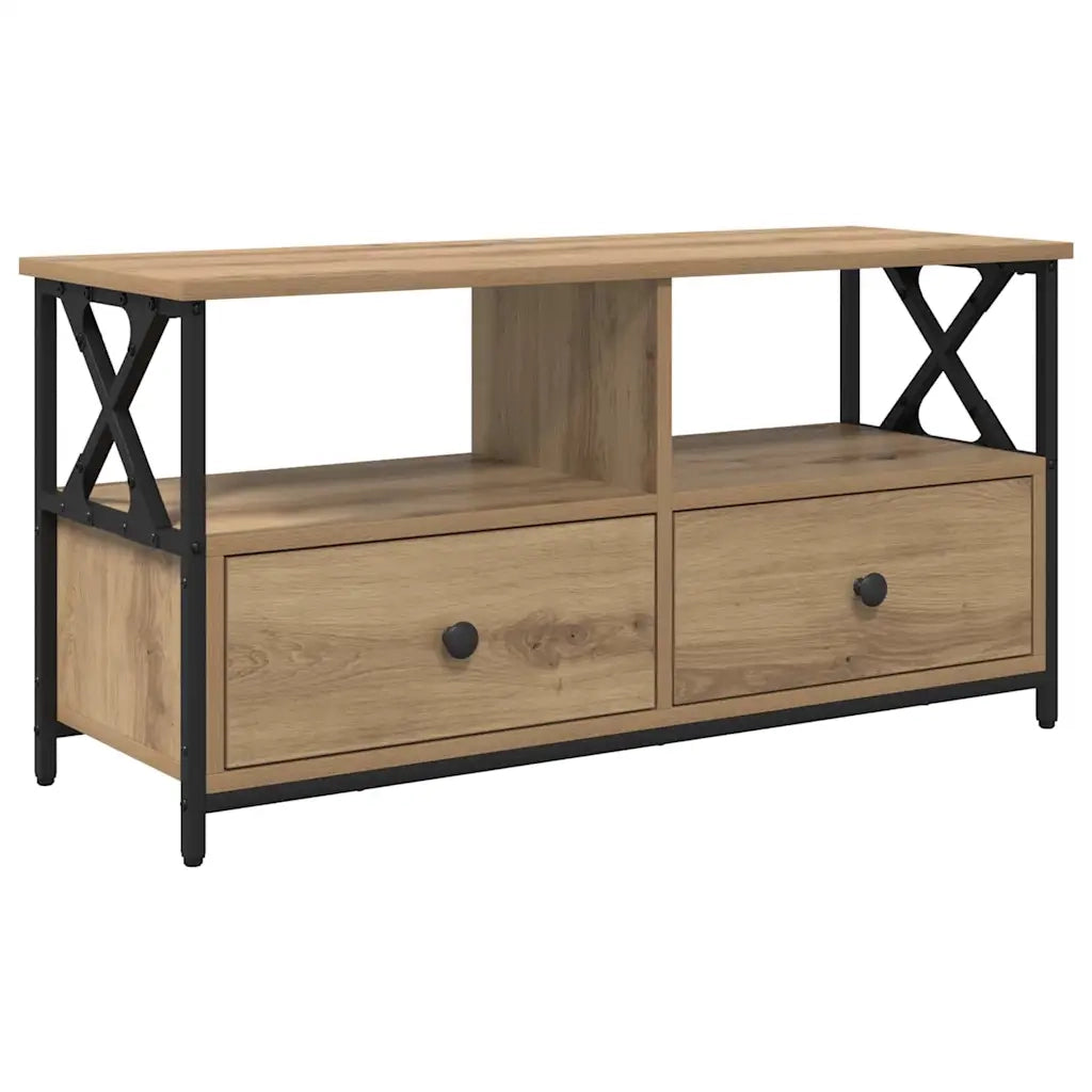 Mobile TV con cassetto-Credenza TV-Console TV Rovere artigianale 90 x 33 x 45 cm