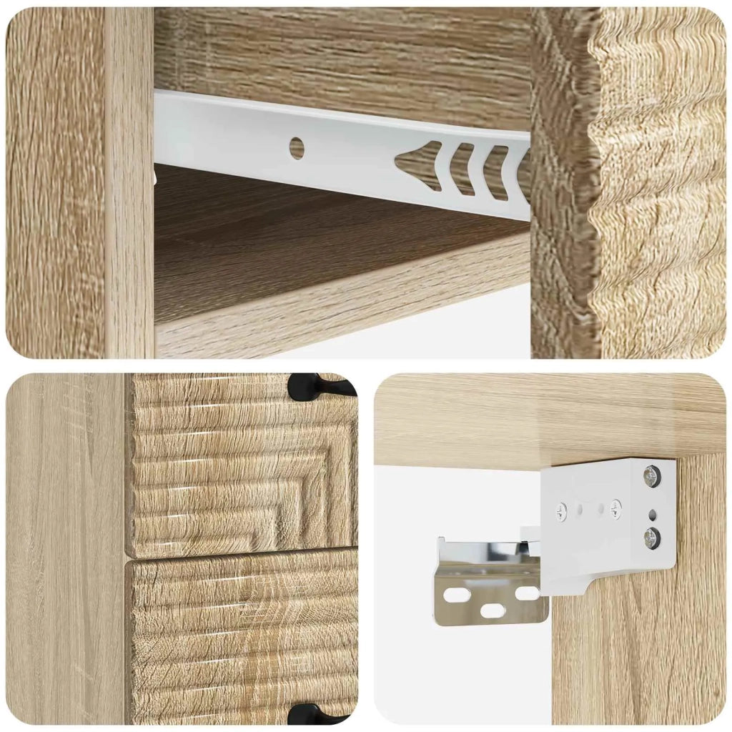 Mobiletto da notte a muro Rovere Sonoma 34,5 x 33 x 40 cm