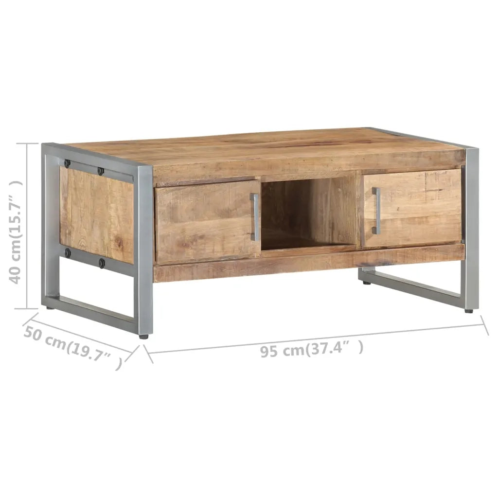 Tavolino da Salotto 95x50x40 cm in Legno di Mango Grezzo 323489