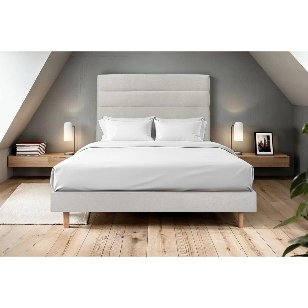 Letto 140x190 cm con testiera in linea - Tessuto velluto