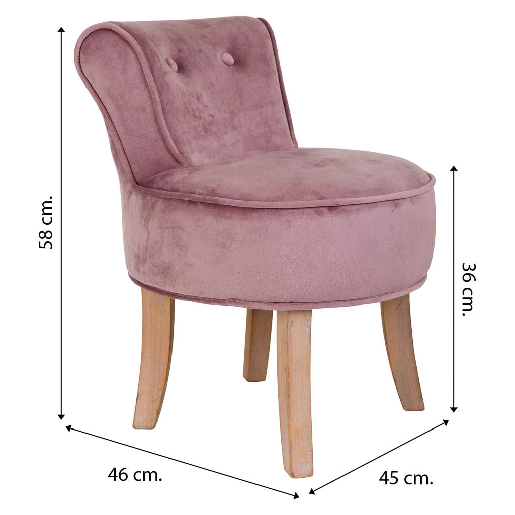 Sgabello imbottita in legno rosa 45x46x36/58h