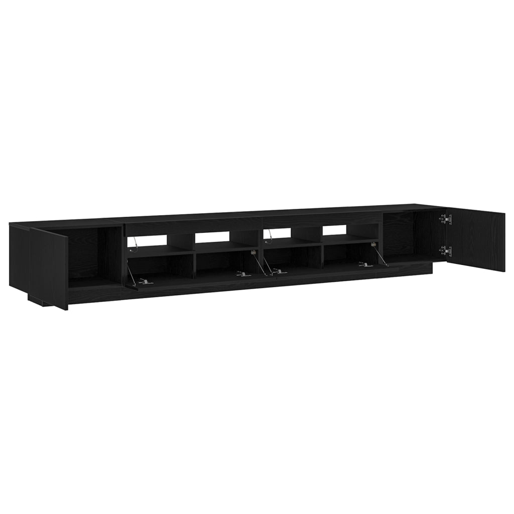 Mobile TV  con luci LED Rovere Nero 260x35x40 cm in Legno ingegnerizzato