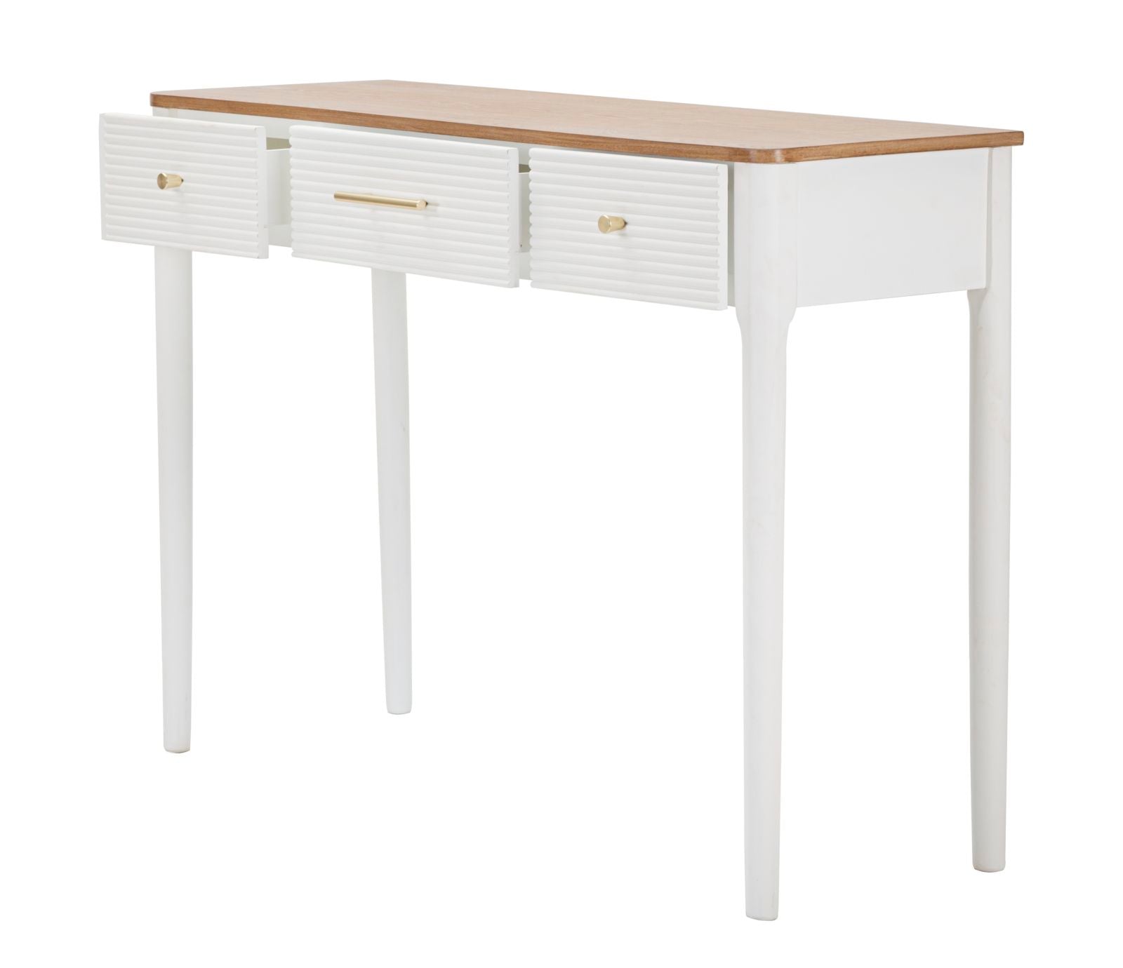 Console Fissa Matera 107x80x37 cm in Legno MDF e Ferro Bianco/Marrone