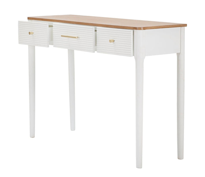 Console Fissa Matera 107x80x37 cm in Legno MDF e Ferro Bianco/Marrone