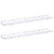 2 pz Scaffale da parete | Ripiano a parete | Mensola a parete Marmo Bianco 60 x 9 x 3 cm