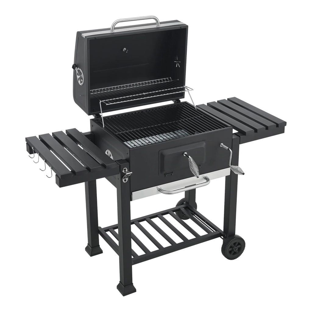 Carrello per barbecue a carbonella 105 x 135 x 48 cm nero 03_0009213