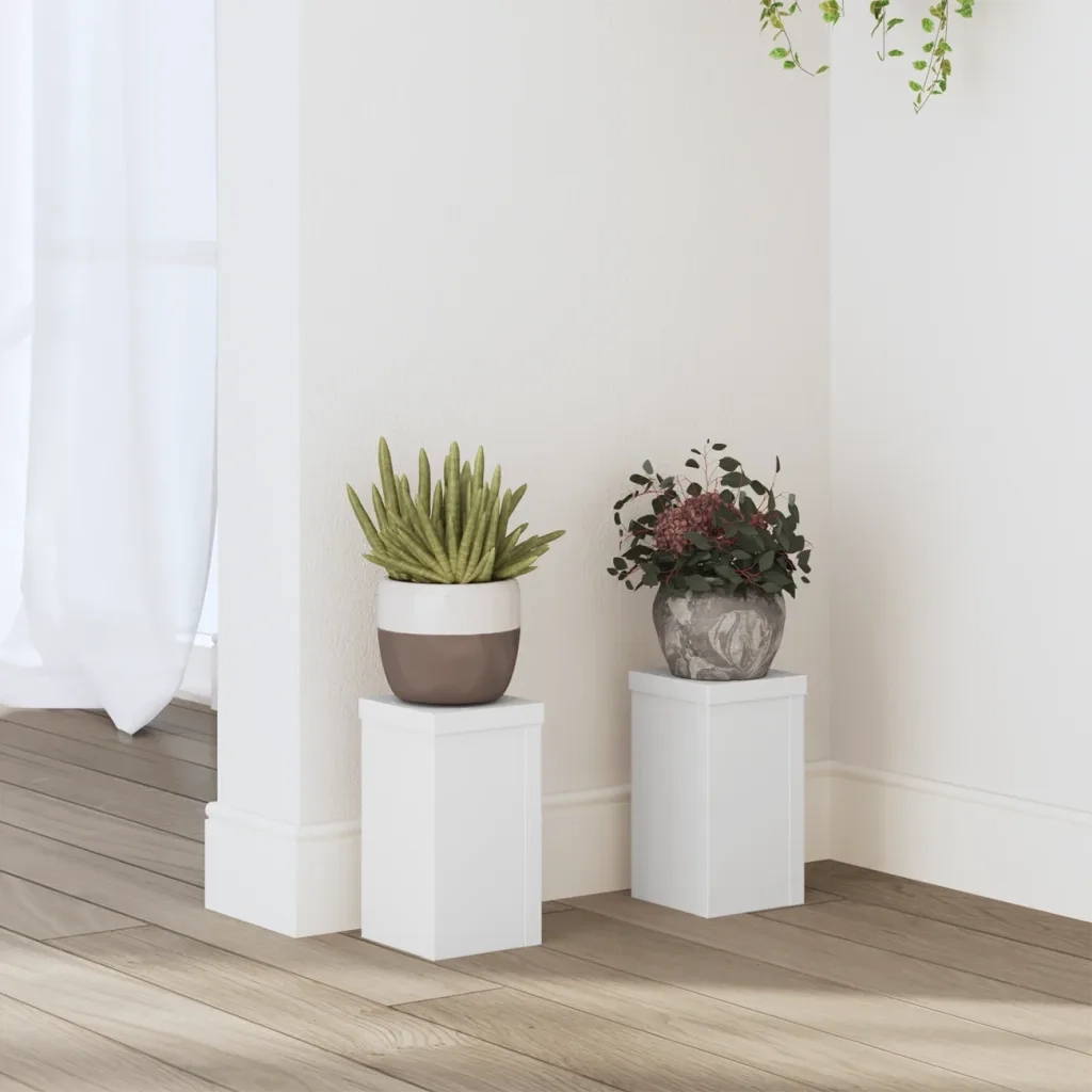 Supporti per piante | Sostegno per piante 2 pz Bianchi 10x10x18 cm Legno Multistrato