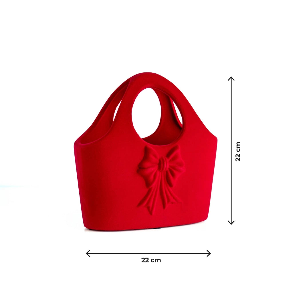 Vaso Decorativo Moderno da Interno in Ceramica – Collezione Design Elegante per Arredo Casa,Vasi Da Soggiorno, Tavolo o Salotto Soprammobile Di Design Borsetta - Rosso effetto Velluto