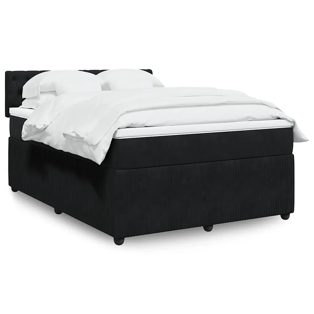 vidaXL Giroletto a Molle con Materasso Nero 160x200 cm in Velluto