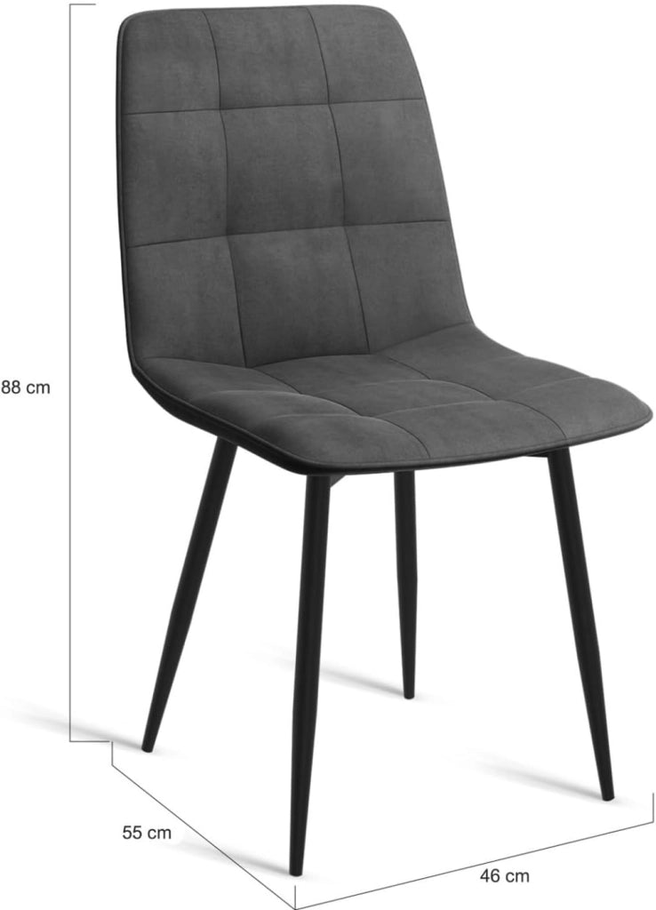 Set di 4 sedie MILA in velluto misto blu, grigio chiaro, grigio scuro, giallo
