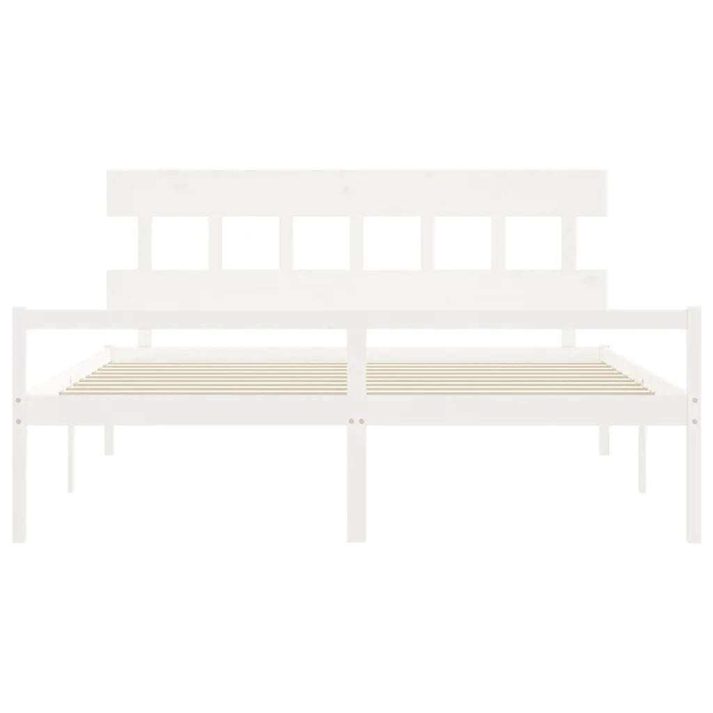 Letto per Anziani con Testiera Bianco 200x200 cm Legno Massello 3195437