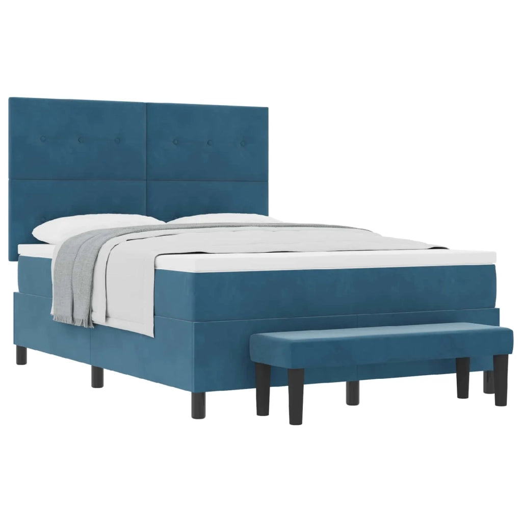 Letto a molle con materasso Blu scuro 160 x 200 cm Velluto